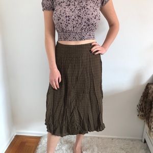 mid length brown textured skirt size S